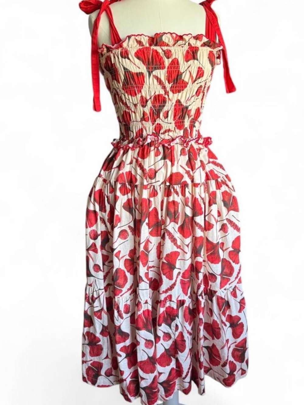 En Saison dress red & white poppy floral print (sz XS)